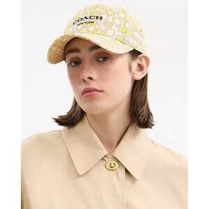 NWT COACH Floral Print Baseball Hat CBO67 Lime M/L
